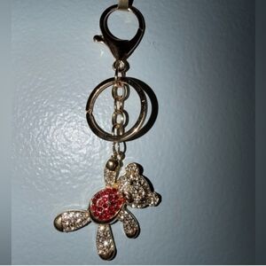 Mint Gold and Red Bear Key Holder